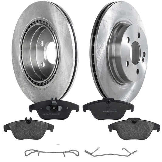 2-Wheel Set Rear Brake Disc and Pad Kit, Plain Surface 5 Lugs 299.97 mm Organic Pro-Line Series, Includes (1) Brake Pad Set and (2) Brake Disc