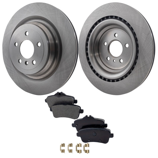 2-Wheel Set Rear Brake Disc and Pad Kit, Plain Surface 5 Lugs 345 mm Organic Pro-Line Series, Includes (2) Brake Disc and (1) Brake Pad Set