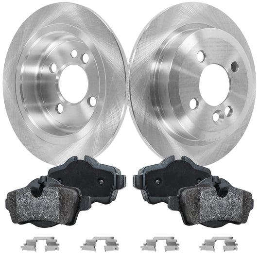 2-Wheel Set Rear Brake Disc and Pad Kit, Plain Surface 4 Lugs 258.83 mm Organic Pro-Line Series, Includes (2) Brake Disc and (1) Brake Pad Set