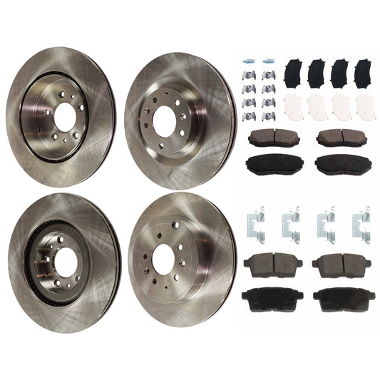 4-Wheel Set Front and Rear Brake Disc and Pad Kit, Plain Surface 5 Lugs Front-320.04 mm/Rear-325 mm Ceramic Pro-Line Series, Includes (4) Brake Disc and (2) Brake Pad Set