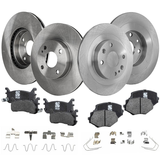 4-Wheel Set Front and Rear Brake Disc and Pad Kit, Plain Surface, 4 Lugs, Cast Iron , Pro-Line Series