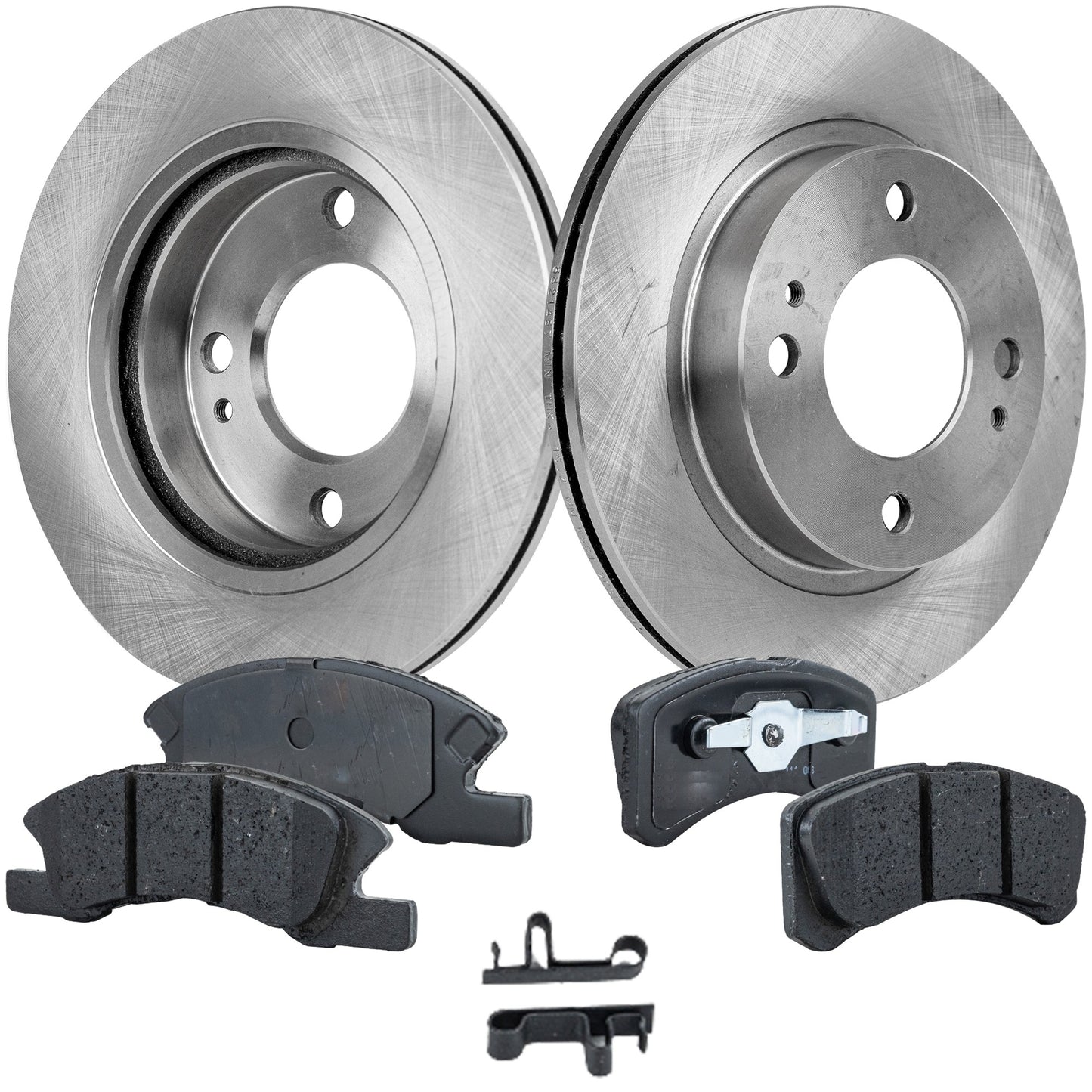 2-Wheel Set Front Brake Disc and Pad Kit, Plain Surface 4 Lugs 229.5 mm Ceramic Pro-Line Series, Includes (2) Brake Disc and (1) Brake Pad Set