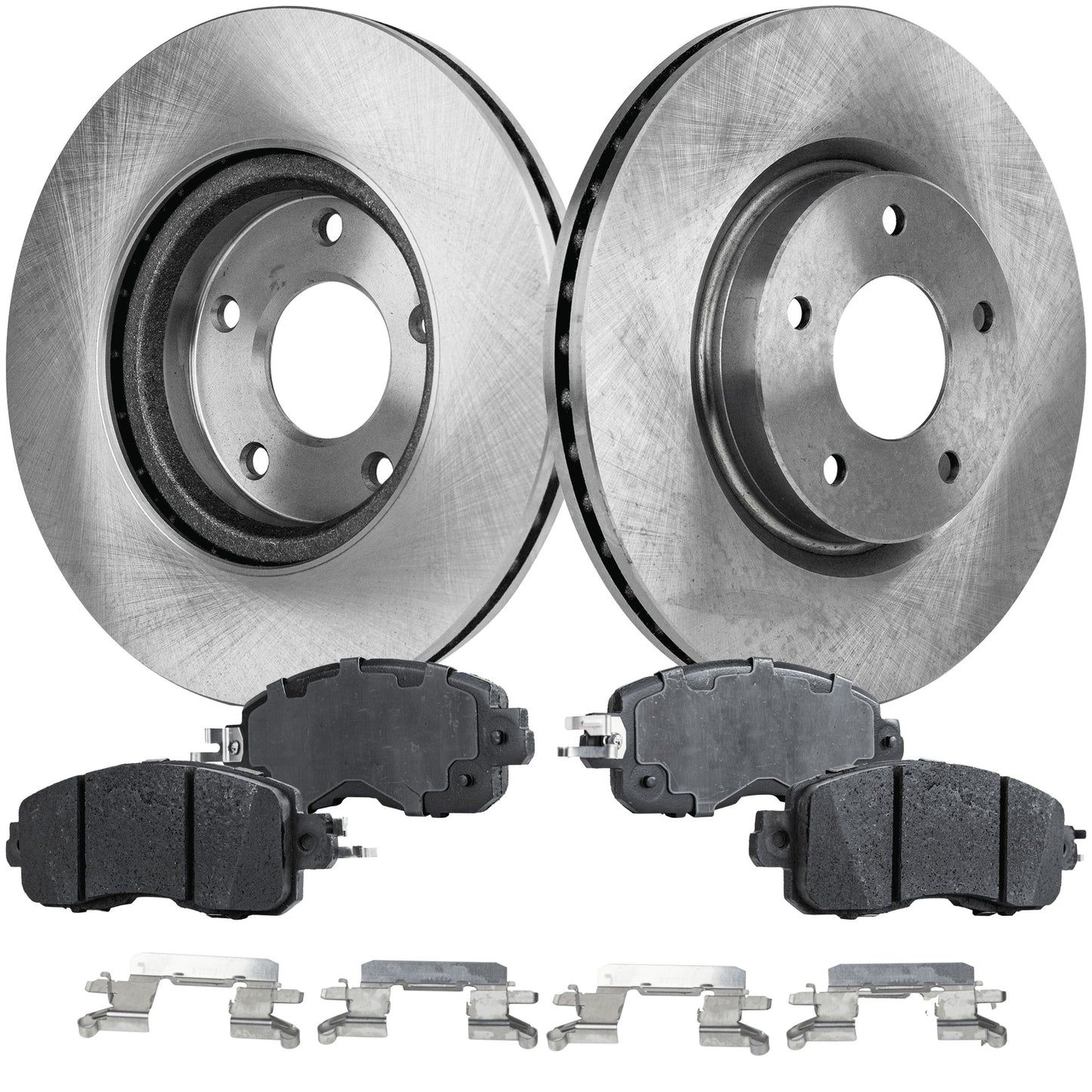 2-Wheel Set Front Brake Disc and Pad Kit, Plain Surface 5 Lugs 294.89 mm Ceramic Pro-Line Series, Includes (1) Brake Pad Set and (2) Brake Disc
