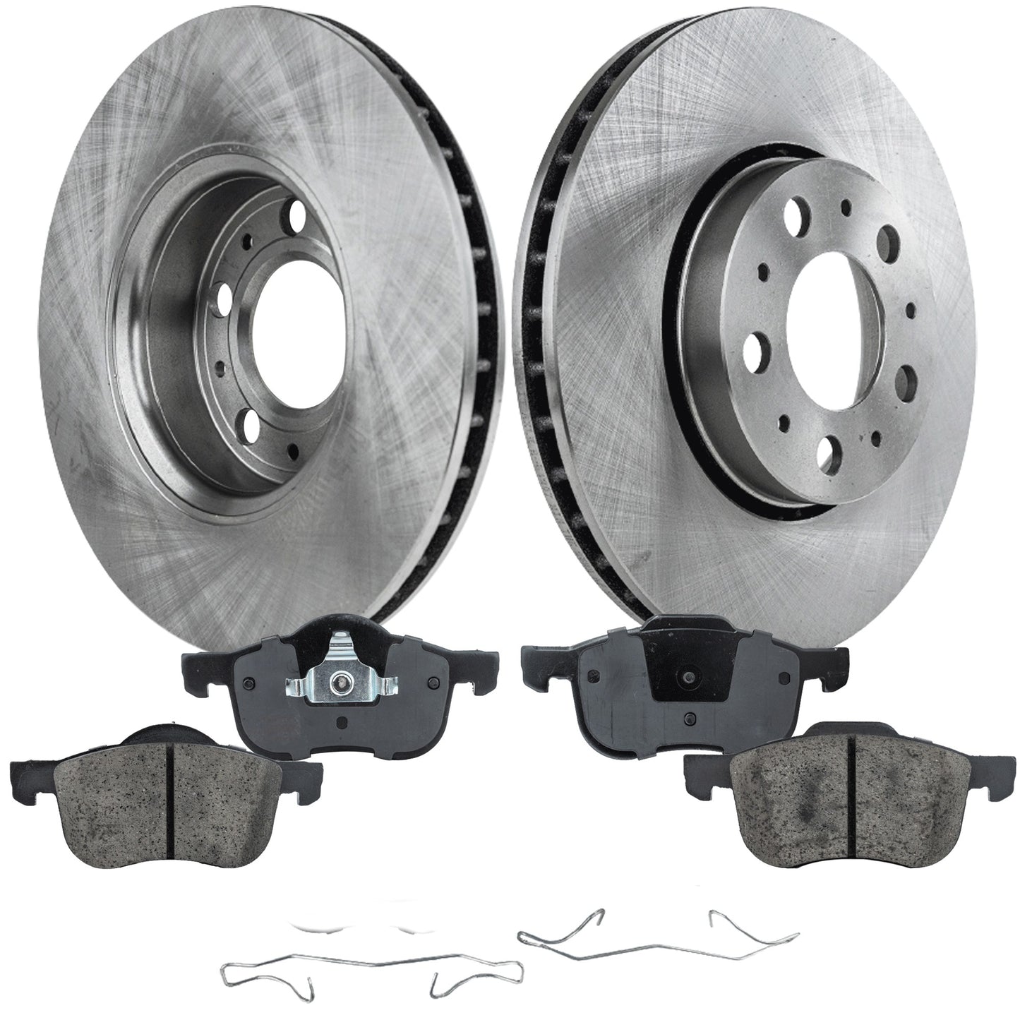 2-Wheel Set Front Brake Disc and Pad Kit, Plain Surface 5 Lugs 285.7 mm Organic Pro-Line Series, Includes (2) Brake Disc and (1) Brake Pad Set