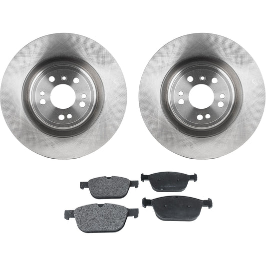 2-Wheel Set Front Brake Disc and Pad Kit, Plain Surface 5 Lugs 328.17 mm Semi-metallic Pro-Line Series, Includes (2) Brake Disc and (1) Brake Pad Set