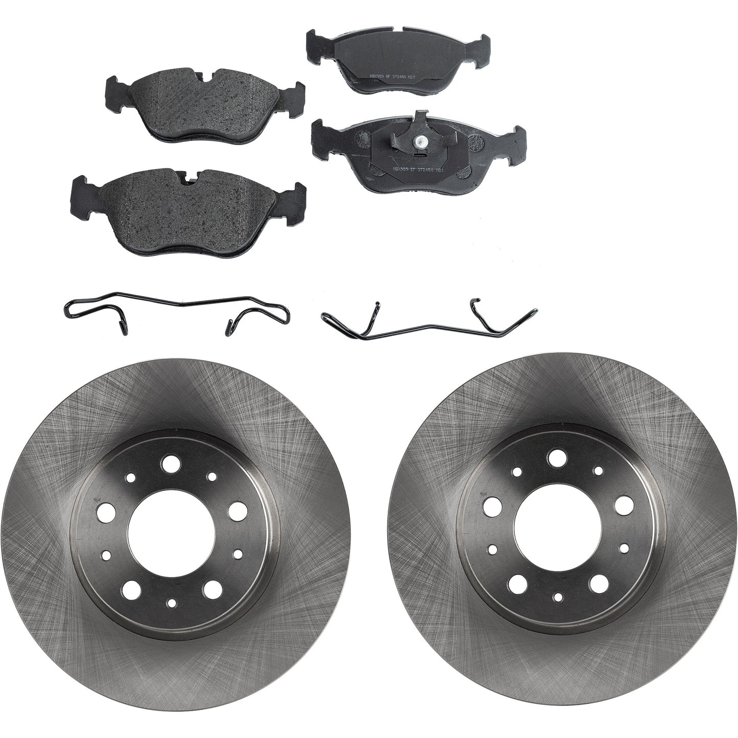 2-Wheel Set Brake Disc and Pad Kit, Plain Surface 5 Lugs 280 mm Semi-metallic Pro-Line Series, Includes (2) Brake Disc and (1) Brake Pad Set