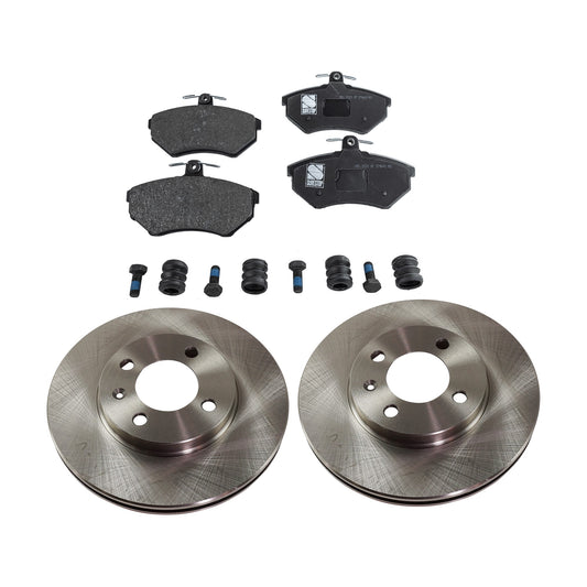 2-Wheel Set Front Brake Disc and Pad Kit, Plain Surface 4 Lugs 256.03 mm Organic Pro-Line Series, Includes (2) Brake Disc and (1) Brake Pad Set