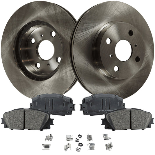 2-Wheel Set Front Brake Disc and Pad Kit, Plain Surface 4 Lugs 255.02 mm Ceramic Pro-Line Series, Includes (1) Brake Pad Set and (2) Brake Disc