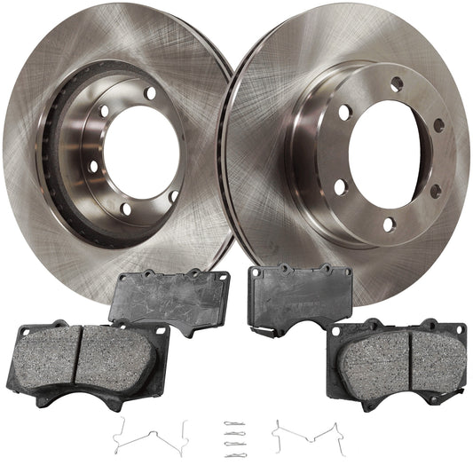 2-Wheel Set Front Brake Disc and Pad Kit, Plain Surface 6 Lugs 318.77 mm Ceramic Pro-Line Series, Includes (1) Brake Pad Set and (2) Brake Disc