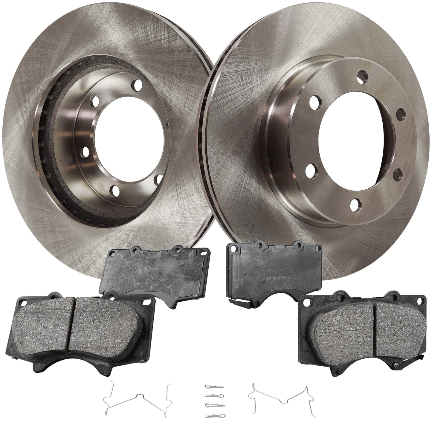 2-Wheel Set Front Brake Disc and Pad Kit, Plain Surface 6 Lugs 318.77 mm Ceramic Pro-Line Series, Includes (1) Brake Pad Set and (2) Brake Disc
