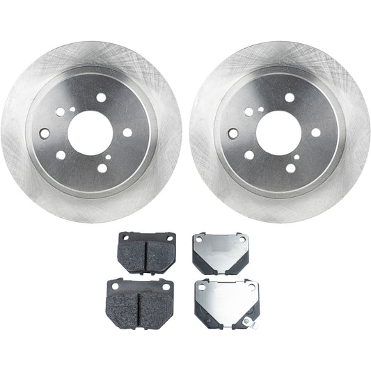 2-Wheel Set Rear Brake Disc and Pad Kit, Plain Surface 5 Lugs 296.93 mm Organic Pro-Line Series, Includes (2) Brake Disc and (1) Brake Pad Set