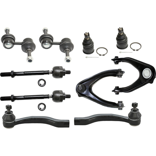 10-Piece Kit Front, Driver and Passenger Side, Upper Control Arm Kit, Includes (2) Ball Joint, (2) Control Arm, (2) Sway Bar Link, and (4) Tie Rod End