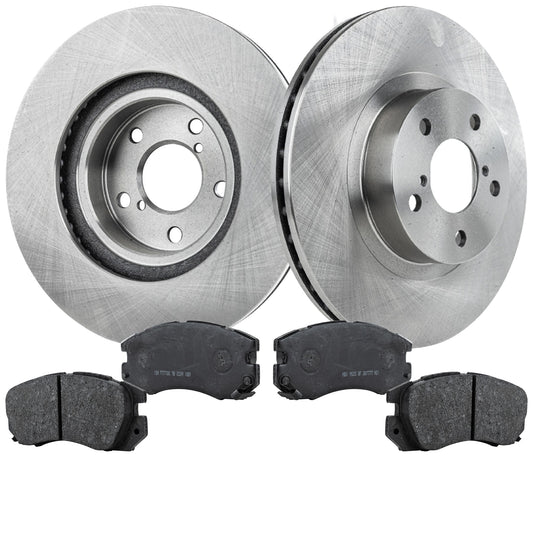 2-Wheel Set Front Brake Disc and Pad Kit, Plain Surface 5 Lugs 276.86 mm Organic Pro-Line Series, Includes (1) Brake Pad Set and (2) Brake Disc