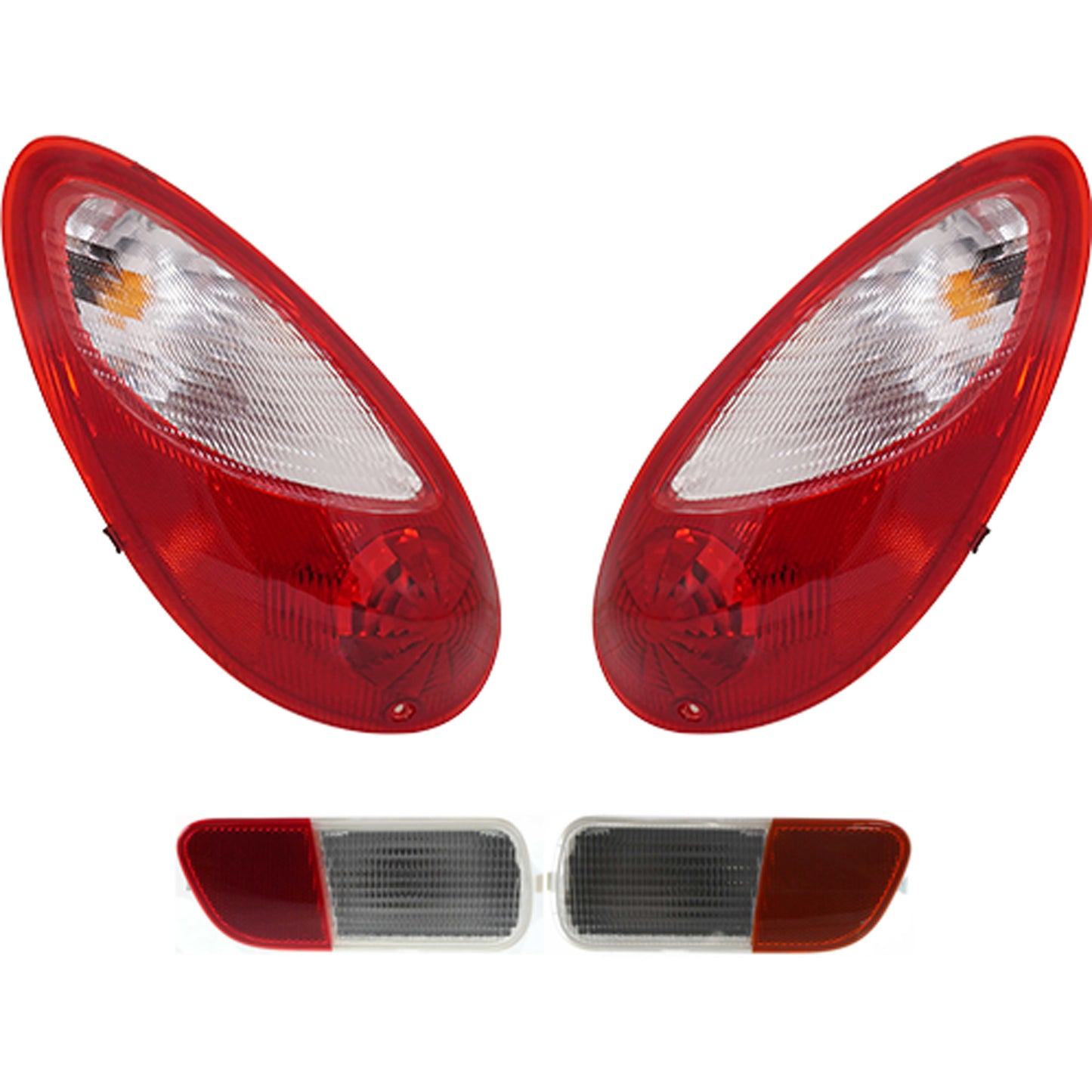 4-Piece Kit Driver and Passenger Side Halogen Tail Light, With bulb(s), Includes (2) Back Up Light and (2) Tail Light