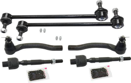 6-Piece Kit Front, Driver and Passenger Side Suspension Kit, Includes (4) Tie Rod End and (2) Sway Bar Link