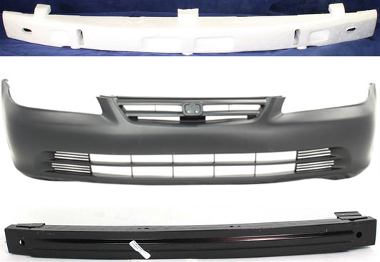 3-Piece Kit, Front Primed Bumper Cover, Includes (1) Bumper Absorber, (1) Bumper Cover, and (1) Bumper Reinforcement
