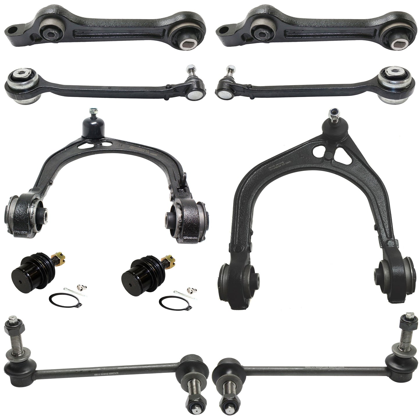 10-Piece Kit Front, Driver and Passenger Side Suspension Kit, Includes (6) Control Arm, (2) Ball Joint and (2) Sway Bar Link