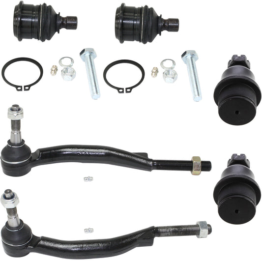 Комплект из 6 деталей: передний, со стороны водителя и пассажира, внешний наконечник рулевой тяги, включает (4) шаровых шарнира и (2) наконечника рулевой тяги