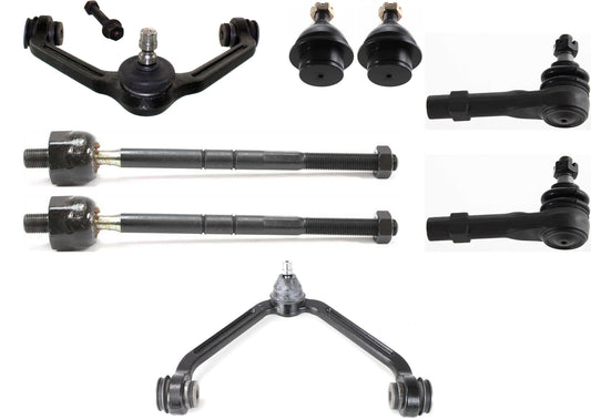 Комплект из 8 рычагов управления для передней части, со стороны водителя и пассажира, включает в себя (2) шаровых шарнира, (2) рычага управления и (4) наконечника рулевой тяги