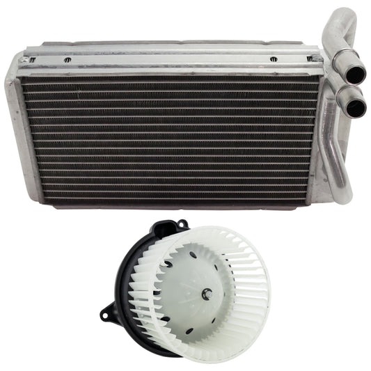 2-Piece Kit Heater Core, Includes (1) Heater Core and (1) Blower Motor