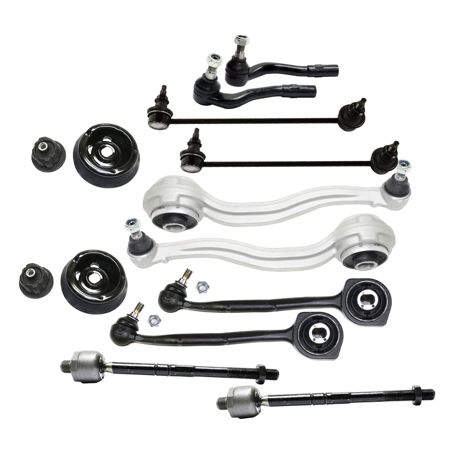 12-Piece Kit Suspension Kit, Includes (4) Control Arm, (4) Tie Rod End, (2) Sway Bar Link and (2) Shock and Strut Mount