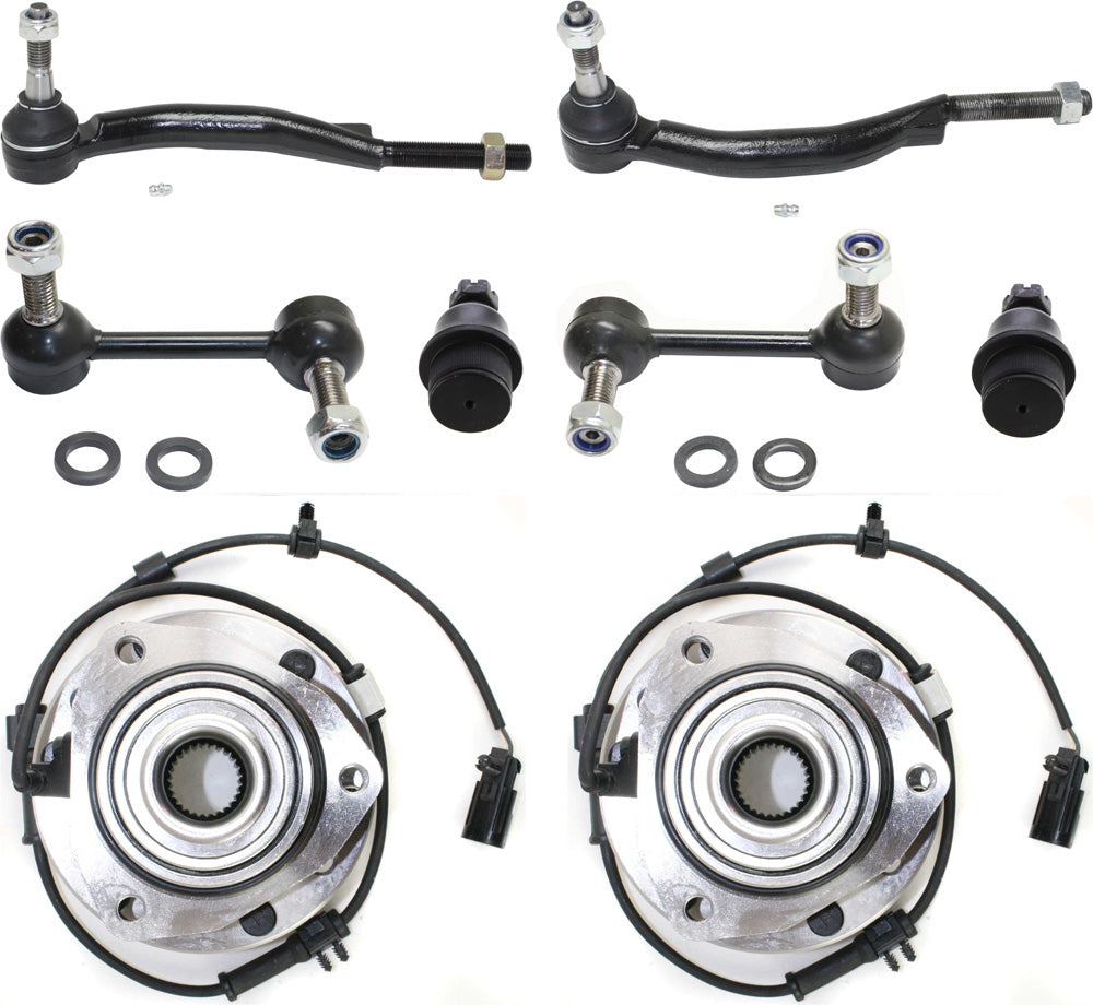 8-Piece Kit Front Suspension Kit, Includes (2) Tie Rod End, (2) Sway Bar Link, (2) Ball Joint and (2) Wheel Hub