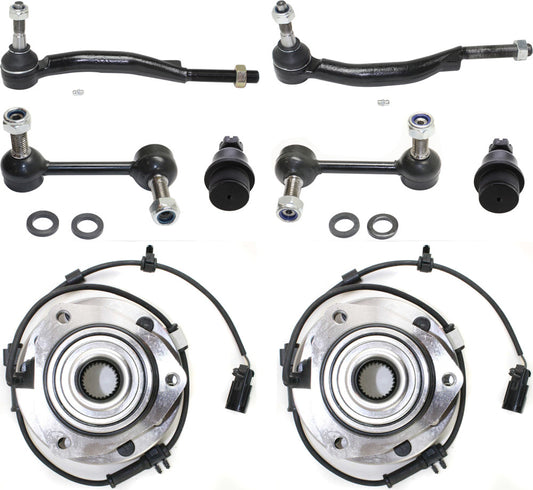 8-Piece Kit Front Suspension Kit, Includes (2) Tie Rod End, (2) Sway Bar Link, (2) Ball Joint and (2) Wheel Hub