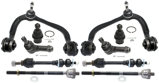 10-Piece Kit Front, Driver and Passenger Side, Upper Control Arm Kit, Includes (2) Control Arm, (2) Ball Joint, (4) Tie Rod End and (2) Sway Bar Link