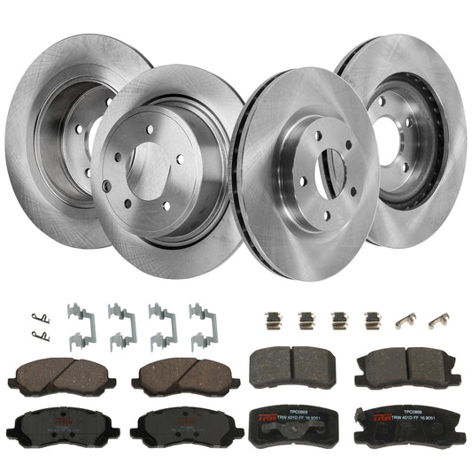 4-Wheel Set Front and Rear Brake Disc and Pad Kit, Plain Surface Front-293.88 mm/Rear-302.01 mm Pro-Line Series, Includes (4) Brake Disc and (2) Brake Pad Set