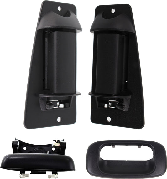 4-Piece Kit Tailgate Handle and Bezel, Textured Black, Plastic, Without Camera Hole, Without Key Hole, Includes (2) Exterior Door Handle and (2) Tailgate Handle