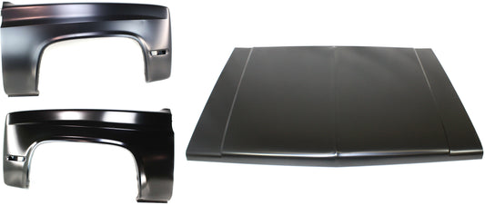 3-Piece Kit Factory Style Hood, Steel, Primed, Includes (2) Fender and (1) Hood