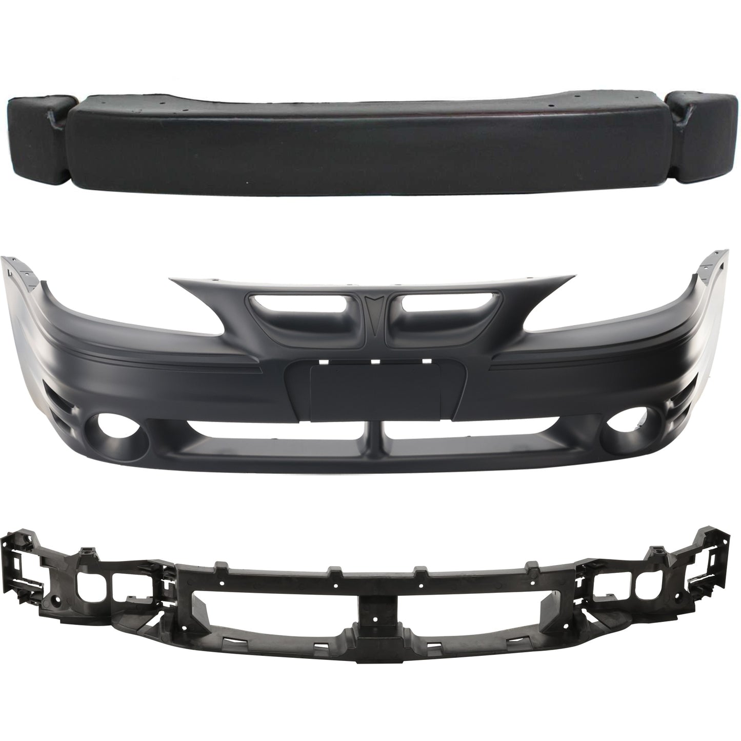 3-Piece Kit, Front Primed Bumper Cover, Includes (1) Bumper Cover, (1) Bumper Reinforcement, and (1) Header Panel