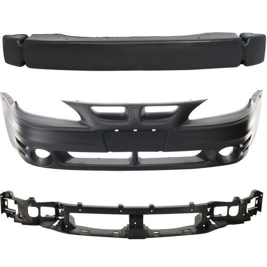 3-Piece Kit, Front Primed Bumper Cover, Includes (1) Bumper Cover, (1) Bumper Reinforcement, and (1) Header Panel