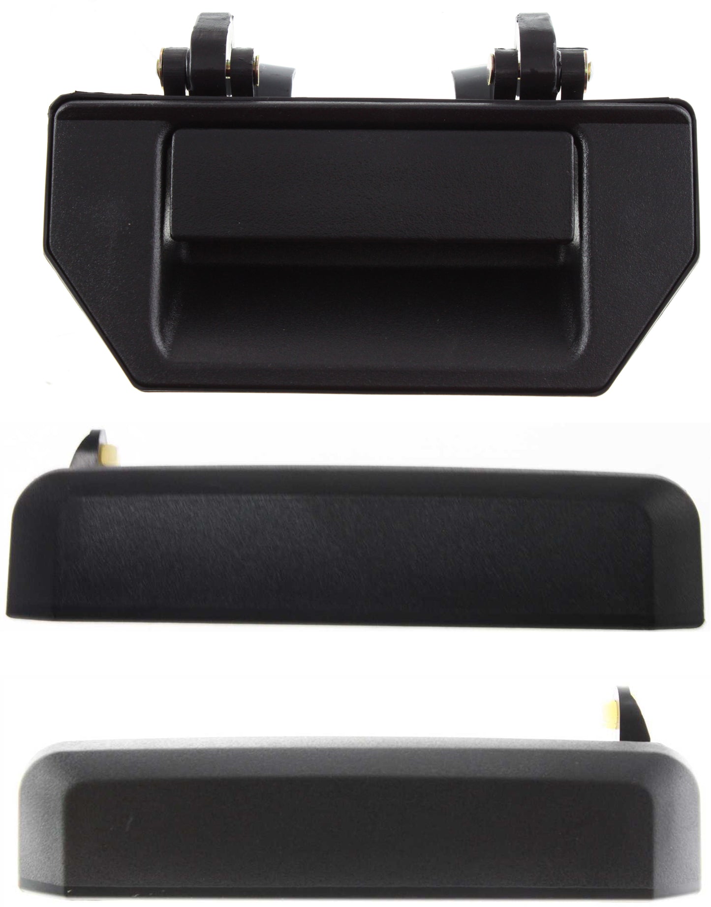 3-Piece Kit Tailgate Handle, Textured Black, Plastic, Without Camera Hole, Without Key Hole, Includes (2) Exterior Door Handle and (1) Tailgate Handle