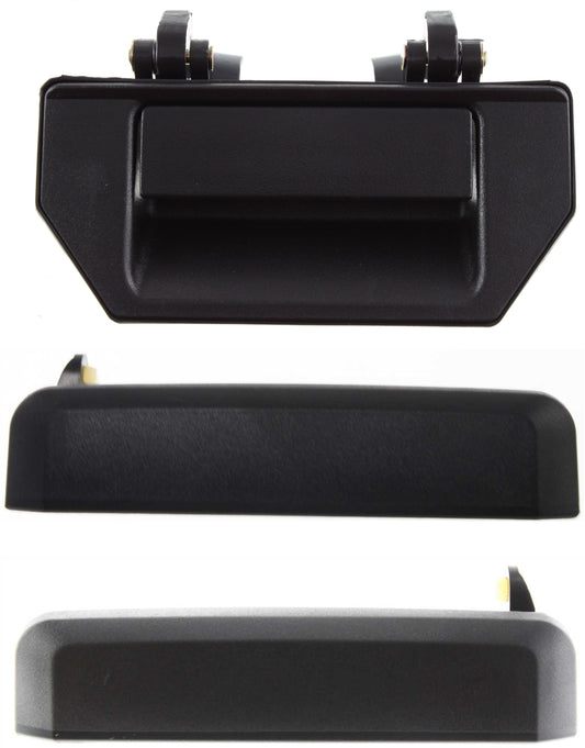 3-Piece Kit Tailgate Handle, Textured Black, Plastic, Without Camera Hole, Without Key Hole, Includes (2) Exterior Door Handle and (1) Tailgate Handle