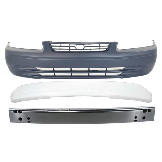 3-Piece Kit Front Primed Bumper Cover, Includes (1) Bumper Absorber, (1) Bumper Cover, and (1) Bumper Reinforcement