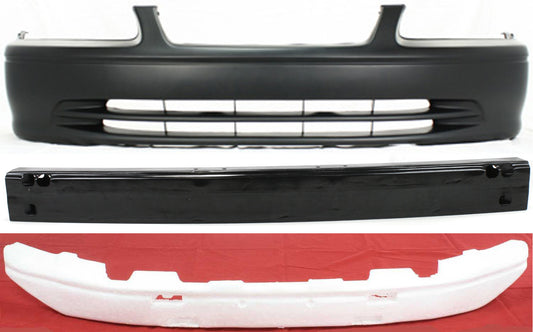 3-Piece Kit, Front Primed Bumper Cover, Includes (1) Bumper Absorber, (1) Bumper Cover, and (1) Bumper Reinforcement