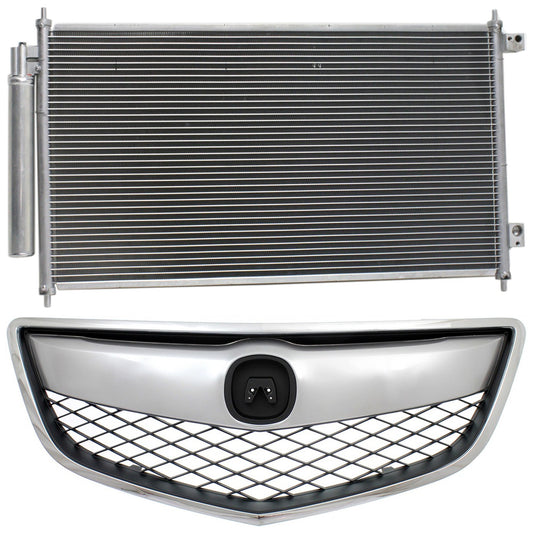 2-Piece Kit, Grille Chrome Shell with Painted Black Insert, Includes (1) A/C Condenser and (1) Grille Assembly
