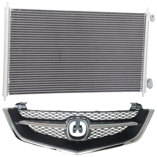 2-Piece Kit, Grille Chrome Shell with Painted Black Insert, Includes (1) A/C Condenser and (1) Grille Assembly