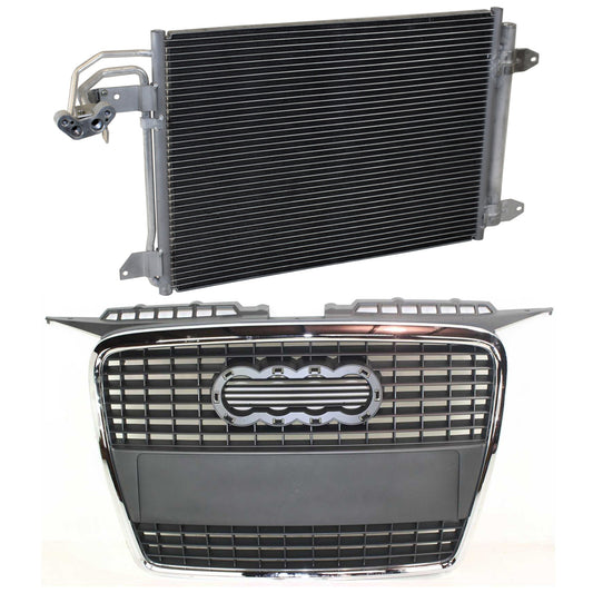2-Piece Kit, Grille Chrome Shell with Paintable Insert, For Models Without Sport Package, Includes (1) A/C Condenser and (1) Grille Assembly
