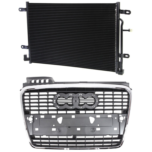 2-Piece Kit, Grille Chrome Shell with Gray Insert, Includes (1) A/C Condenser and (1) Grille Assembly