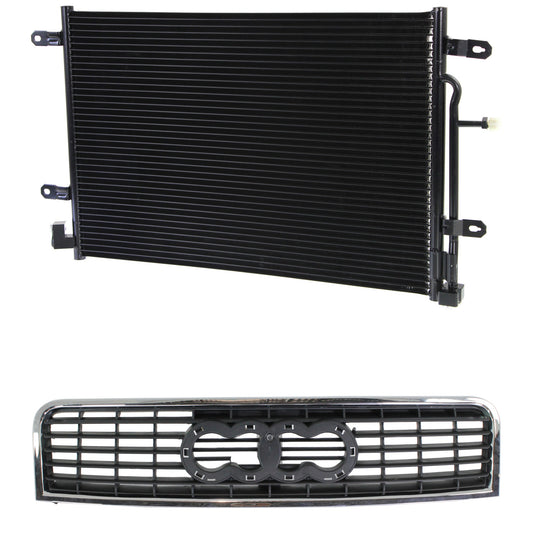 2-Piece Kit, Grille Chrome Shell with Painted Black Insert, 4-Door, Includes (1) A/C Condenser and (1) Grille Assembly