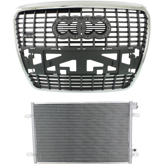 2-Piece Kit, Grille Silver Black Shell and Insert, For Models With Sport Package, Without Park Distance Sensors, Includes (1) A/C Condenser and (1) Grille Assembly