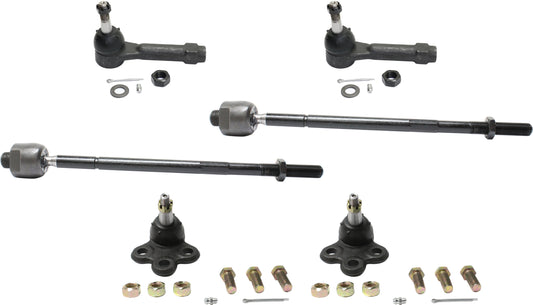 6-Piece Kit Front, Driver and Passenger Side, Inner and Outer Tie Rod End, Includes (4) Tie Rod End and (2) Ball Joint