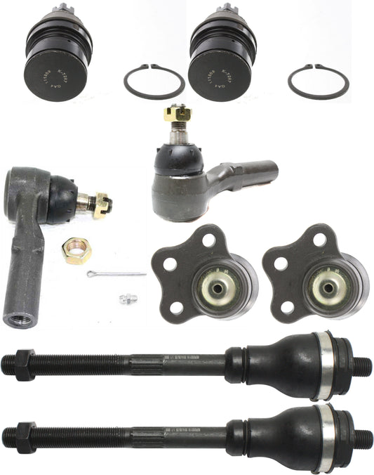 8-Piece Kit Front, Driver and Passenger Side, Inner and Outer Tie Rod End, Includes (4) Tie Rod End and (4) Ball Joint