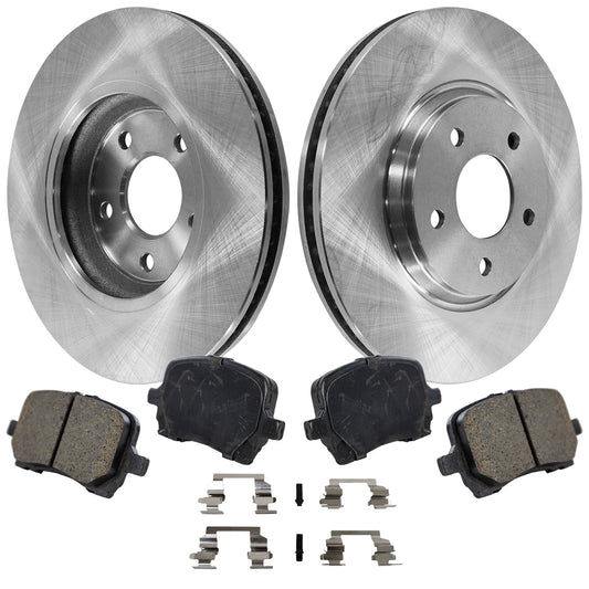 2-Wheel Set Front Brake Disc and Pad Kit, Plain Surface 5 Lugs 295.91 mm Ceramic Pro-Line Series, Includes (1) Brake Pad Set and (2) Brake Disc