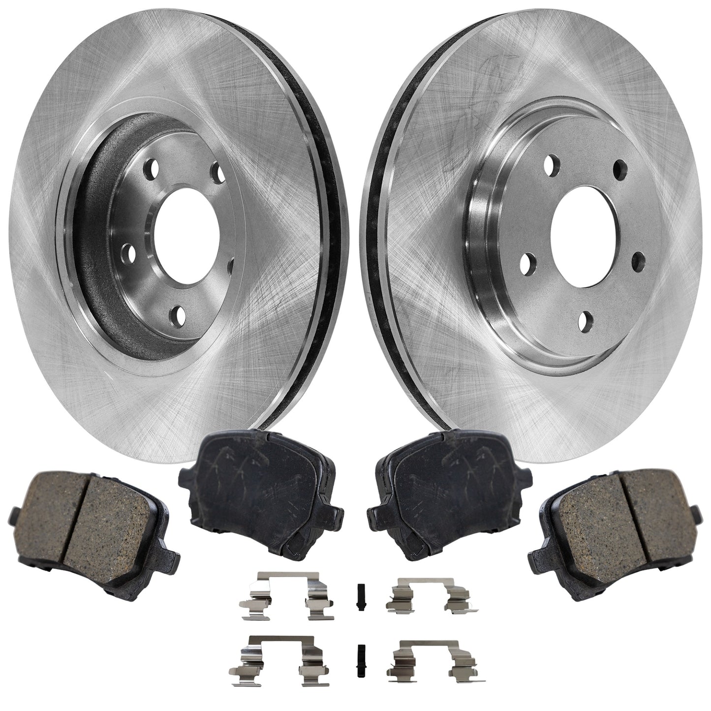 2-Wheel Set Front Brake Disc and Pad Kit, Plain Surface 5 Lugs 295.91 mm Ceramic Pro-Line Series, Includes (1) Brake Pad Set and (2) Brake Disc