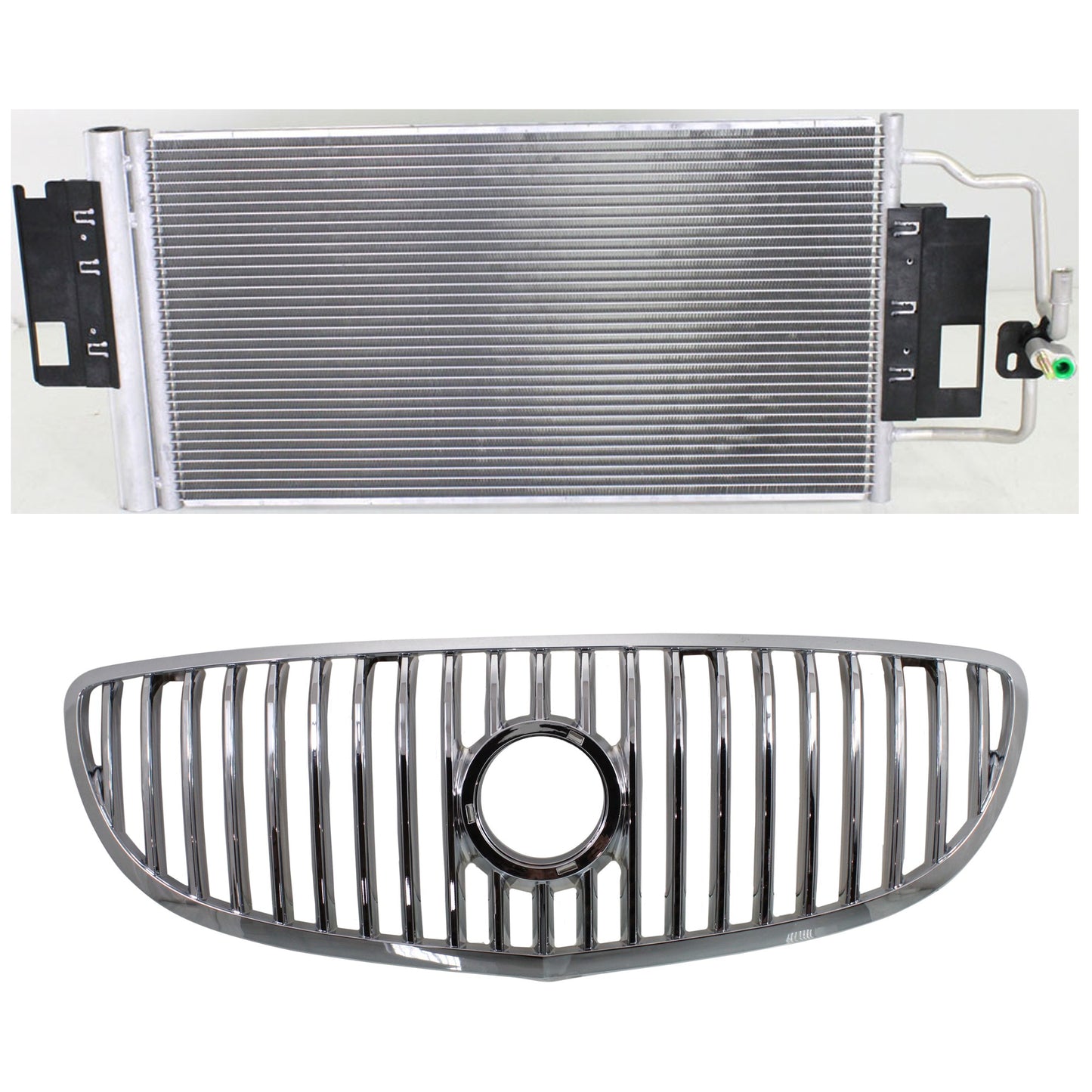 2-Piece Kit, Grille Chrome, Includes (1) A/C Condenser and (1) Grille Assembly