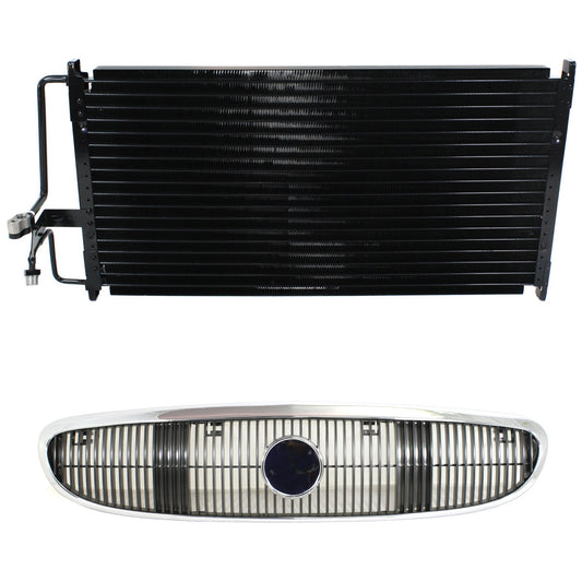 2-Piece Kit, Grille Chrome Shell with Painted Silver Insert, Includes (1) A/C Condenser and (1) Grille Assembly