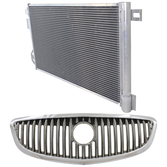 2-Piece Kit, Grille Chrome, Includes (1) A/C Condenser and (1) Grille Assembly